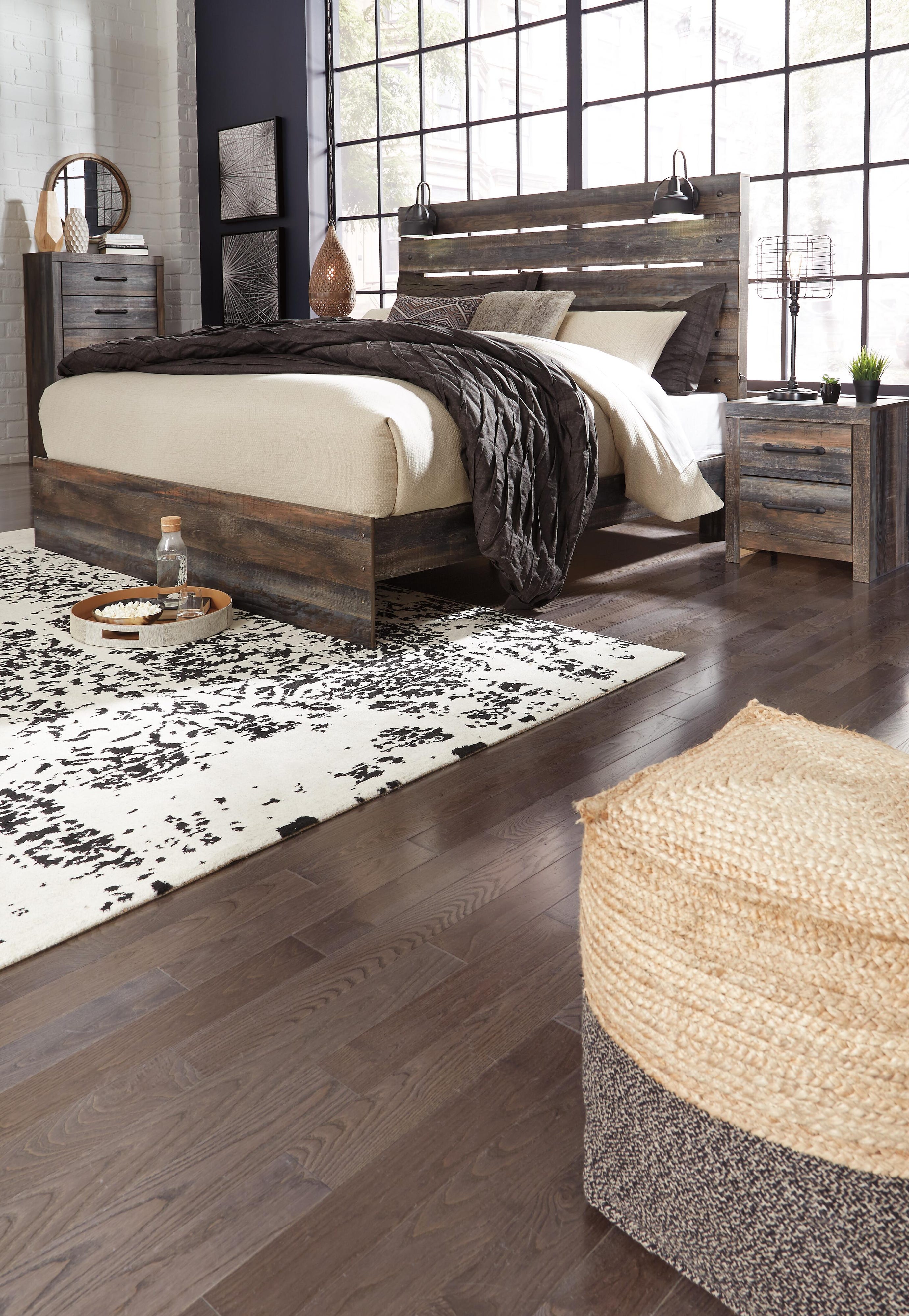 Drystan Panel Bed, Dresser, Mirror and 2 Nightstands