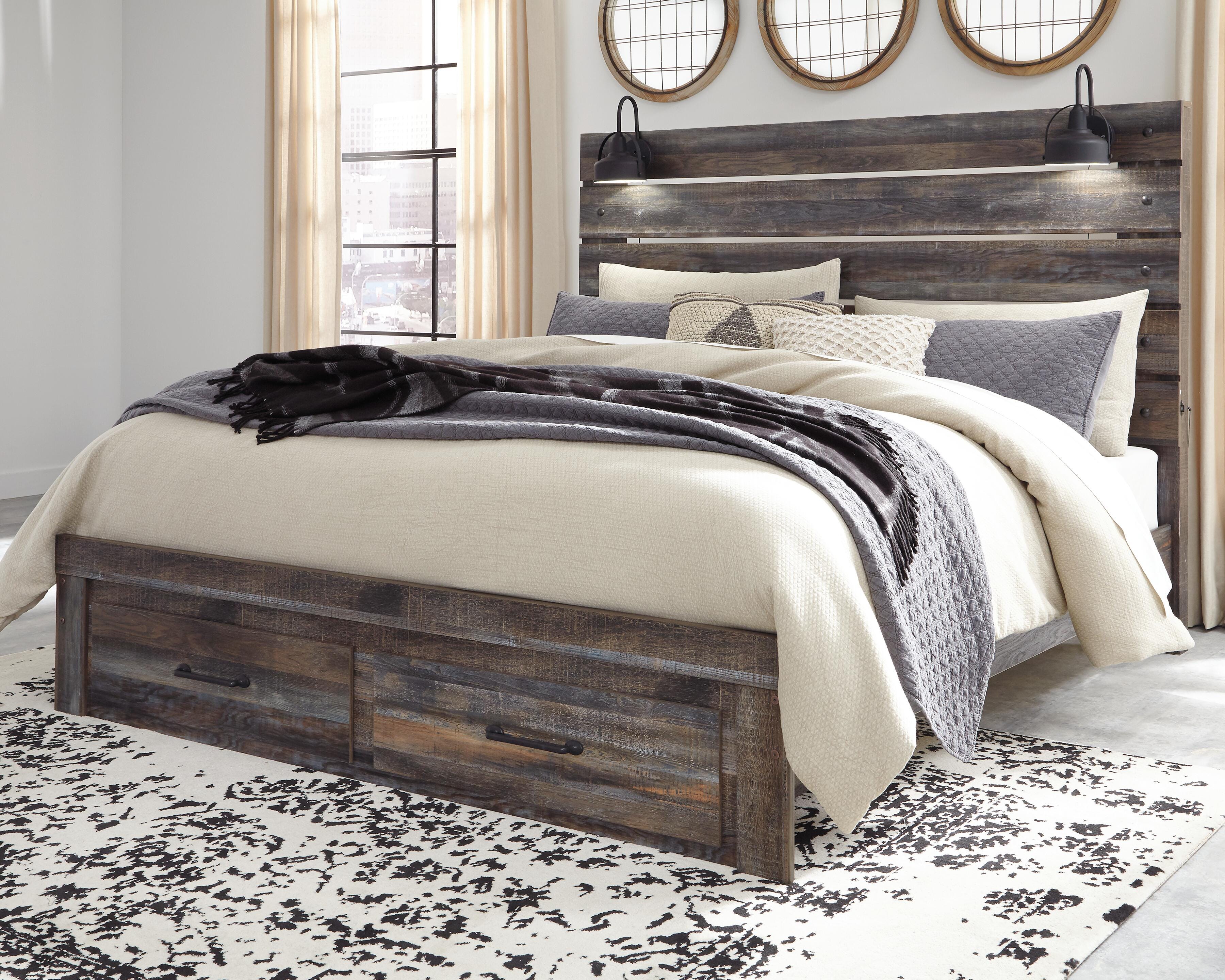 Drystan Panel Bed with 2 Storage Drawers