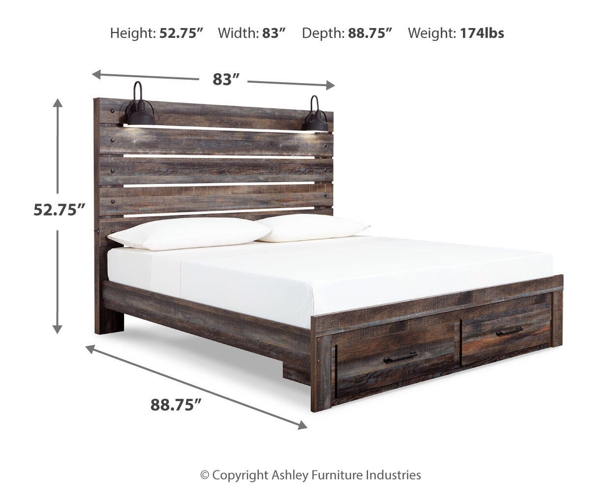 Drystan Panel Bed with 2 Storage Drawers