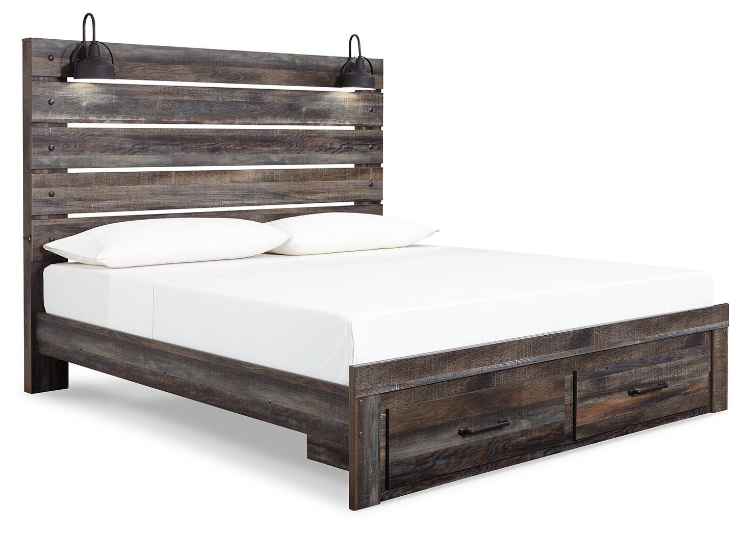 Drystan Panel Bed with Storage with Mirrored Dresser and 2 Nightstands