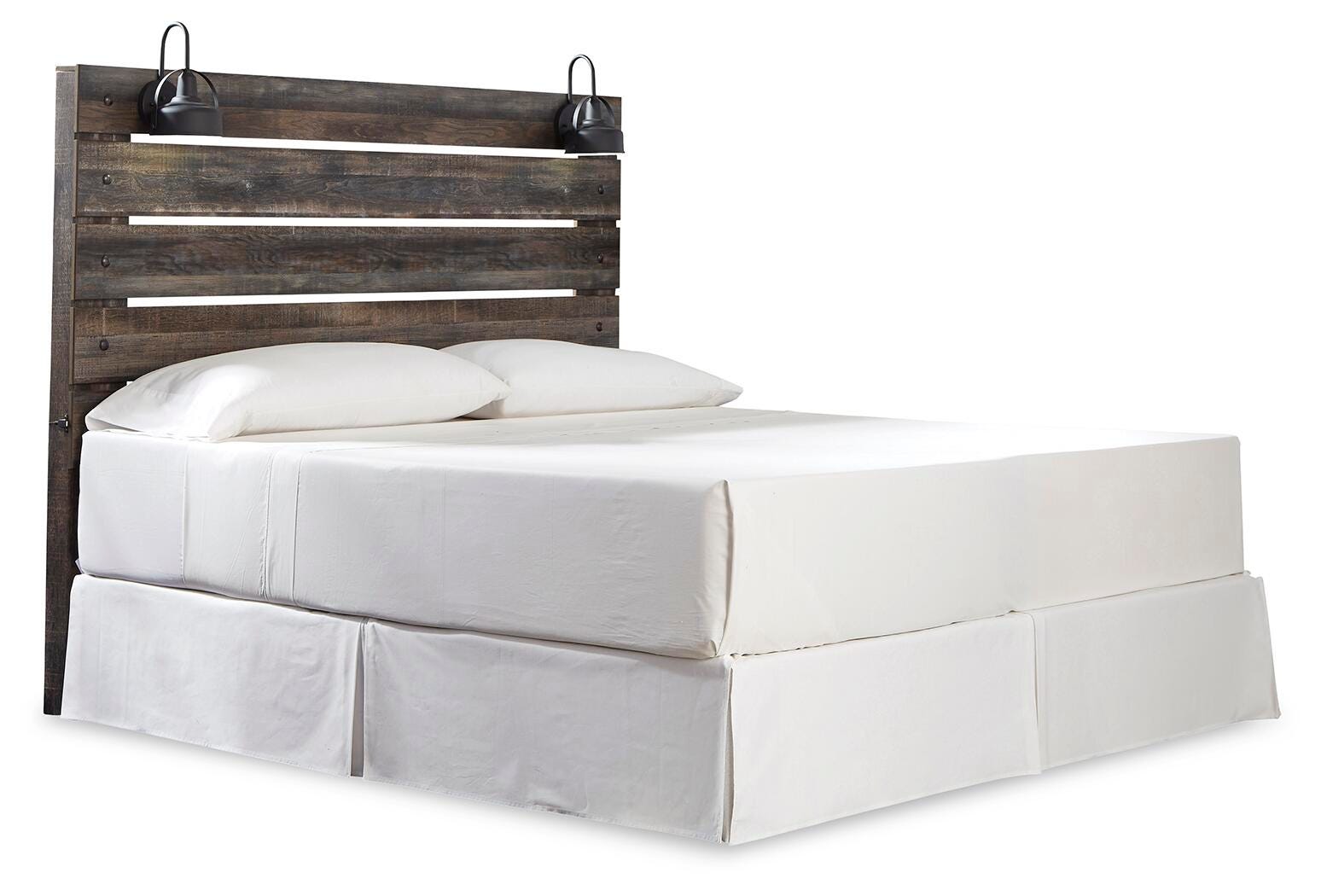Drystan Panel Headboard with Metal Frame, Dresser, Mirror, and Nightstand