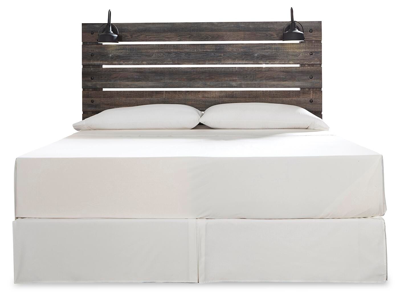 Drystan Panel Headboard with Metal Frame, Dresser, Mirror, and Nightstand