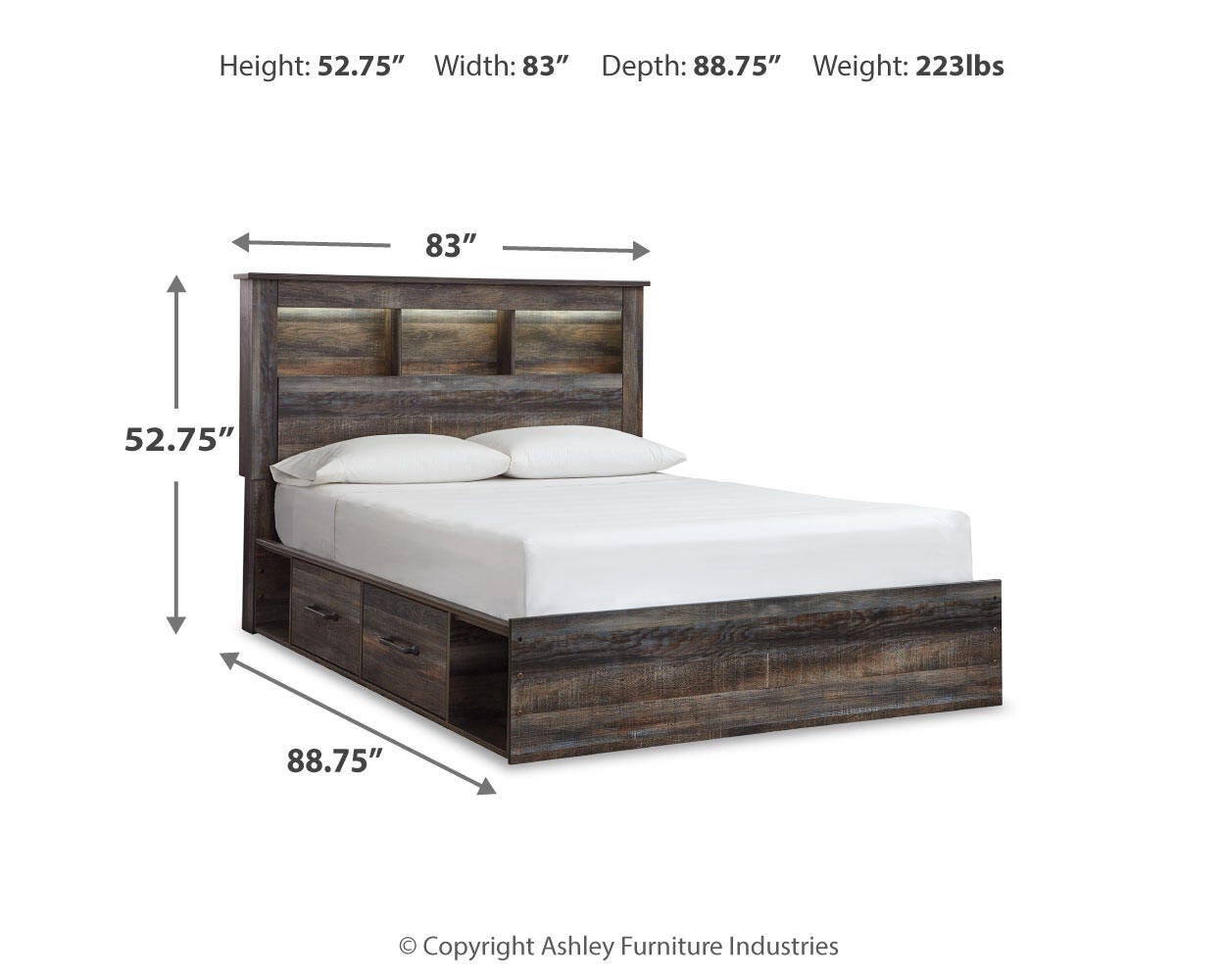 Drystan Bookcase Bed with 2 Storage Drawers
