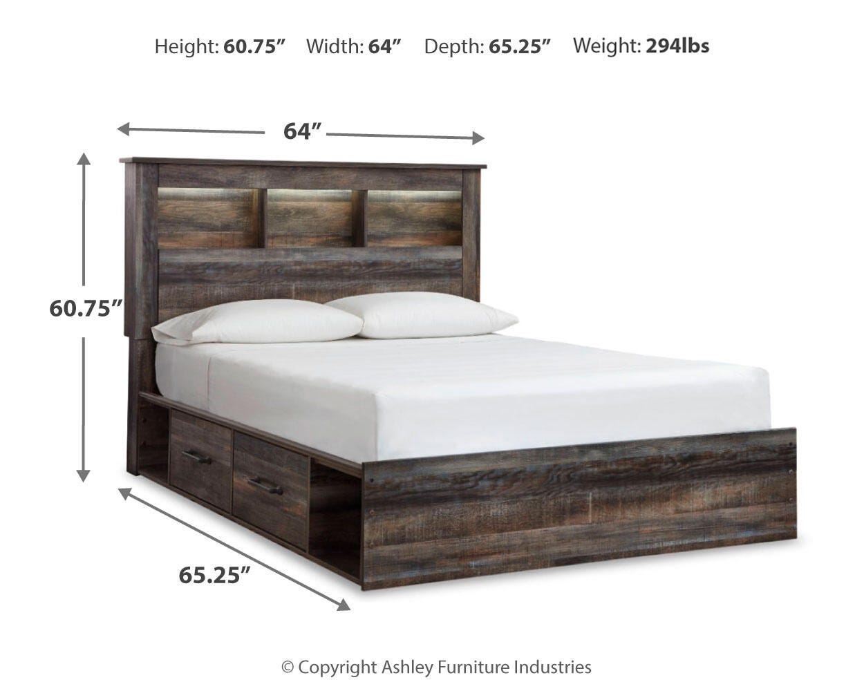 Drystan Bookcase Bed with 4 Storage Drawers