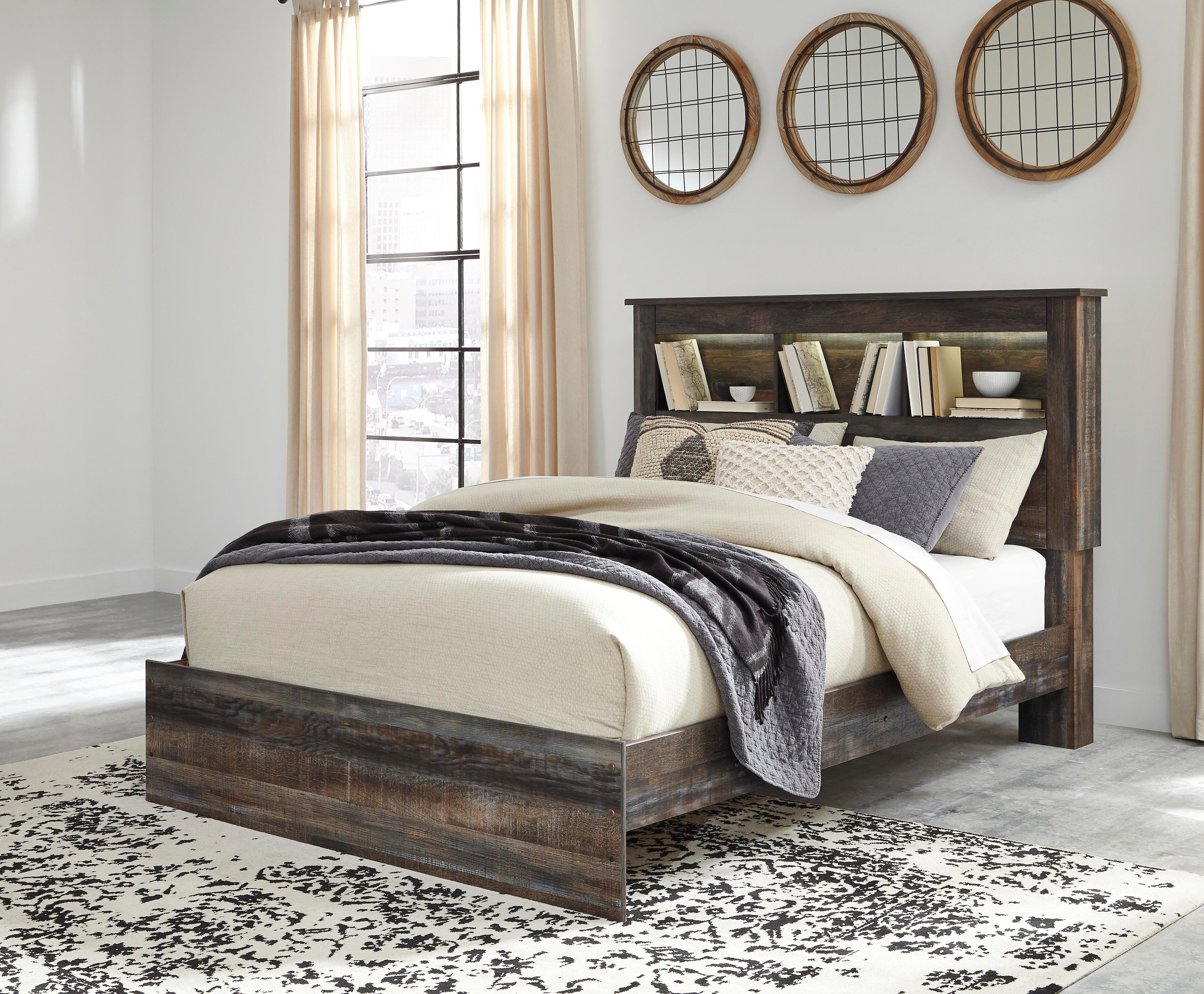 Drystan Bookcase Bed, Dresser, Mirror and Nightstand