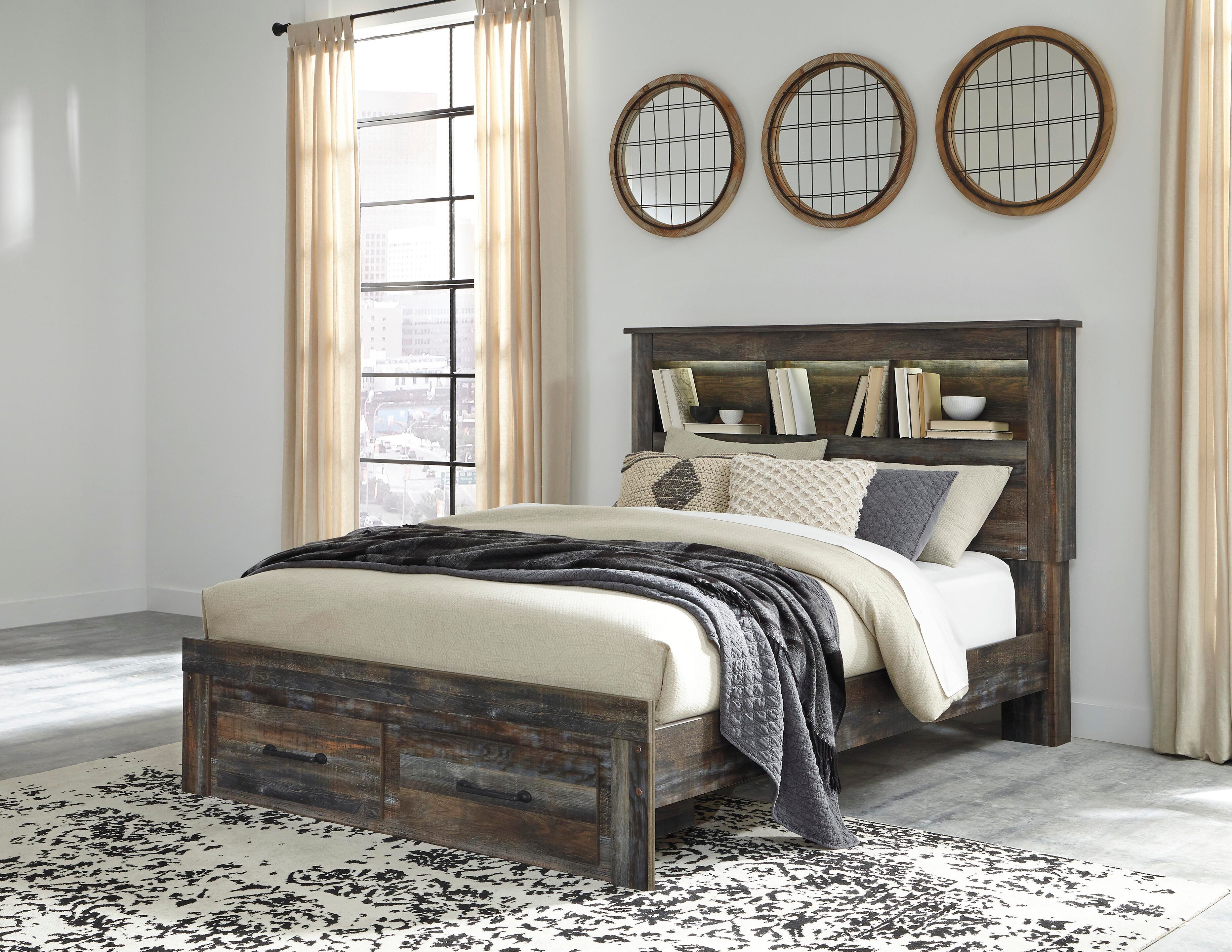 Drystan Bookcase Storage Bed, Dresser and Mirror