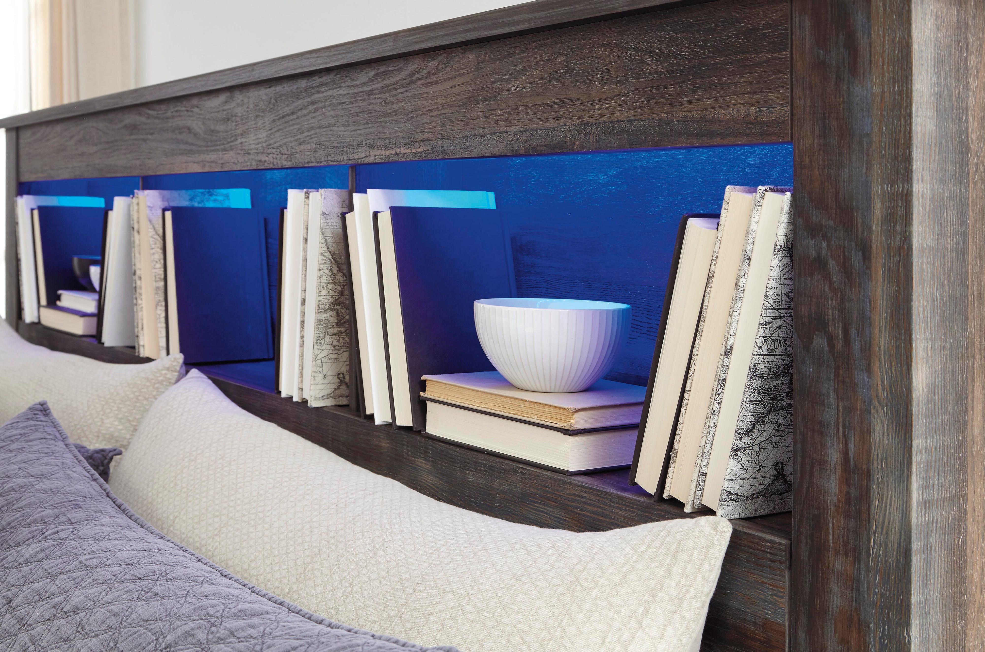 Drystan Bookcase Headboard with Mirrored Dresser