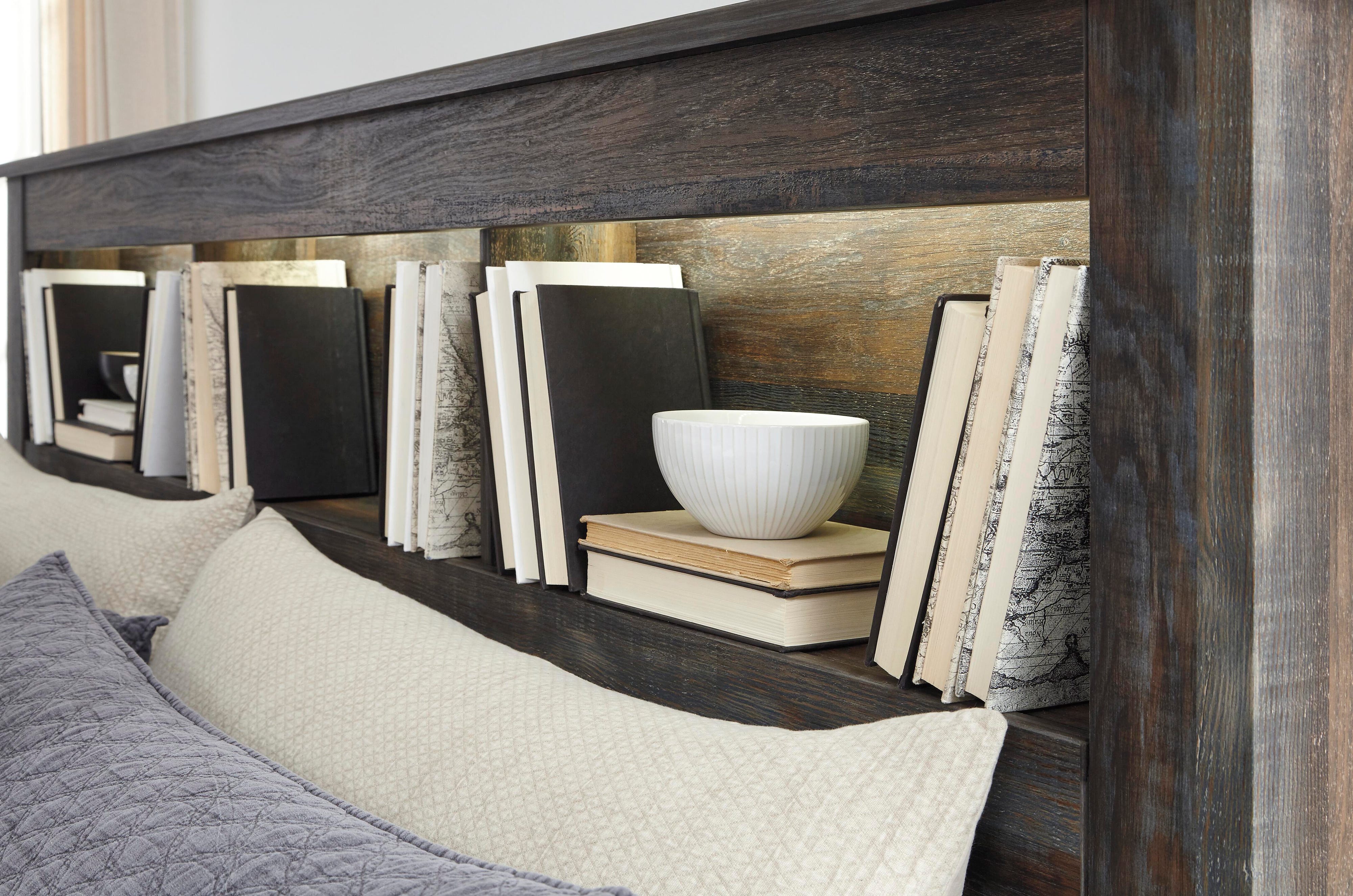 Drystan Bookcase Headboard with Mirrored Dresser
