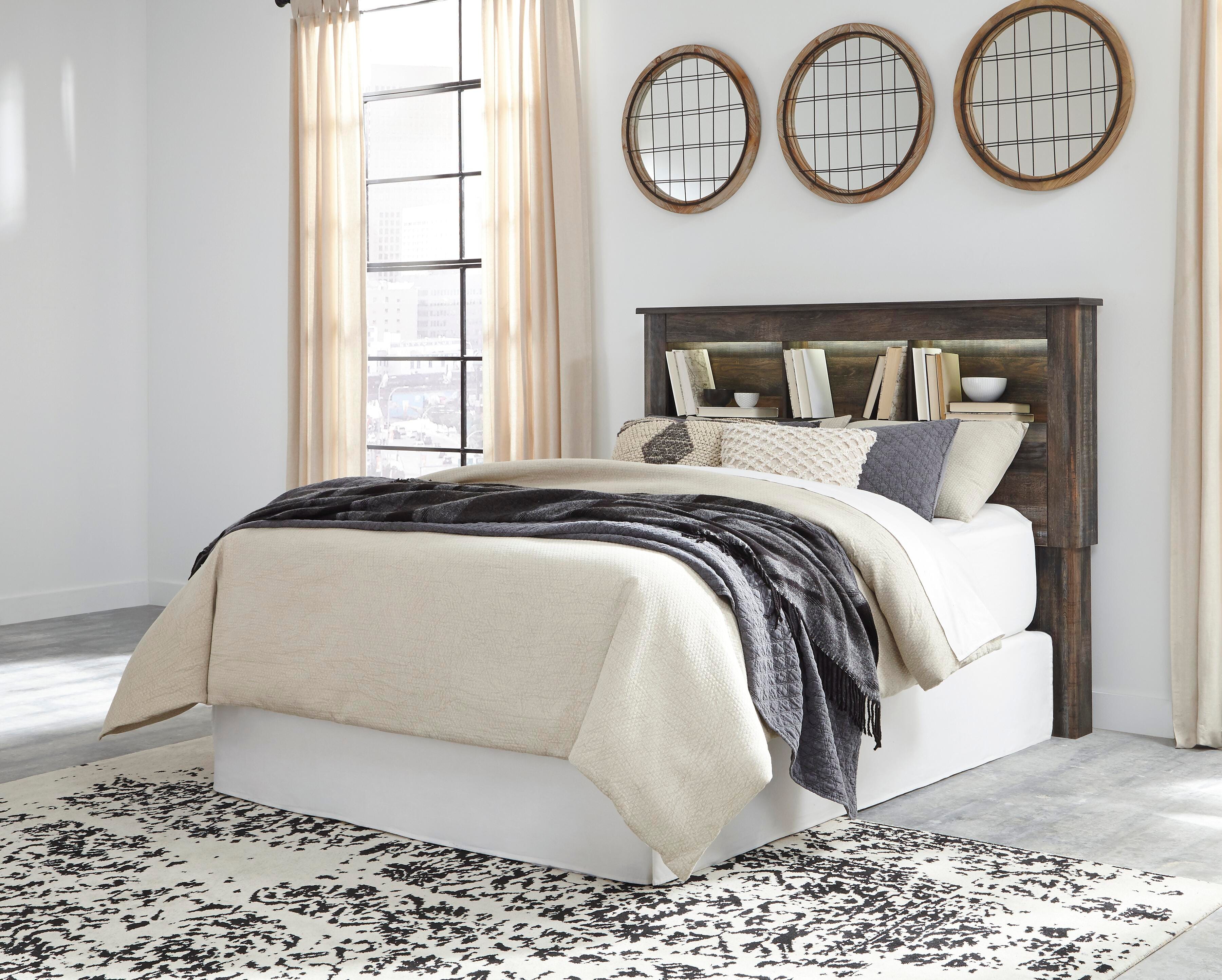 Drystan Bookcase Headboard, Dresser, Mirror and 2 Nightstands