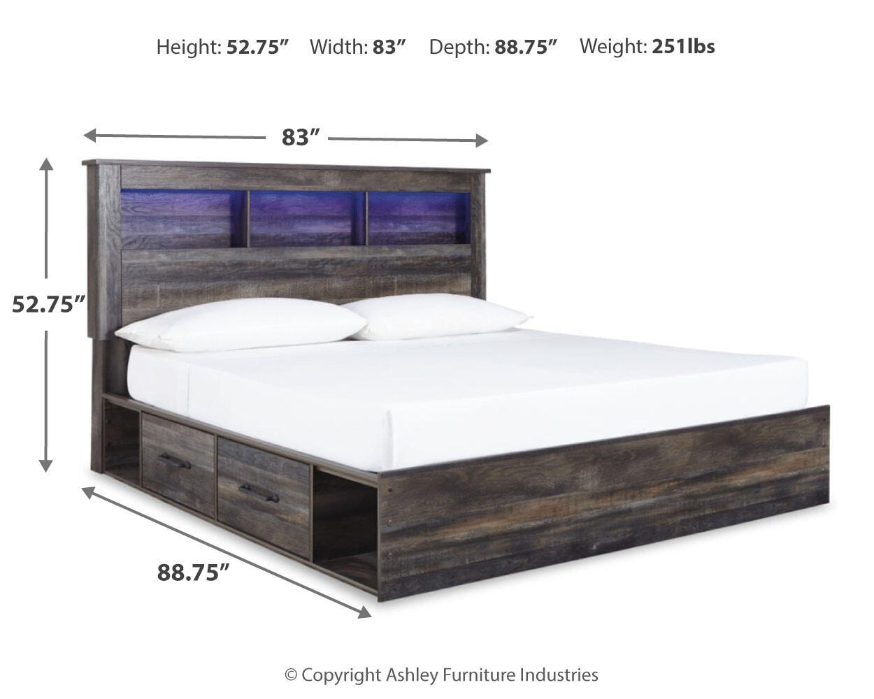 Drystan Bookcase Bed with 2 Storage Drawers