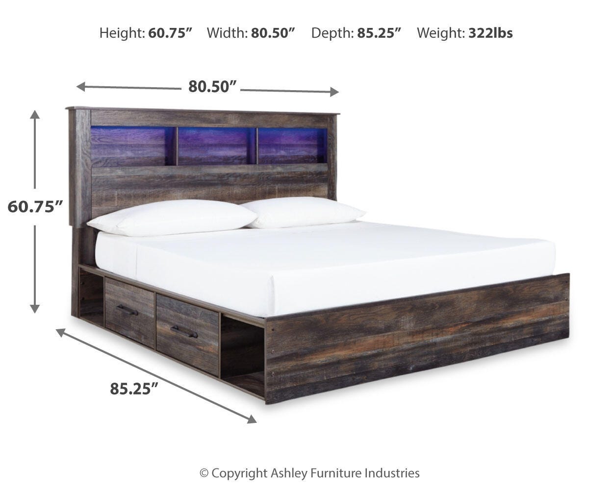 Drystan Bookcase Bed with 4 Storage Drawers