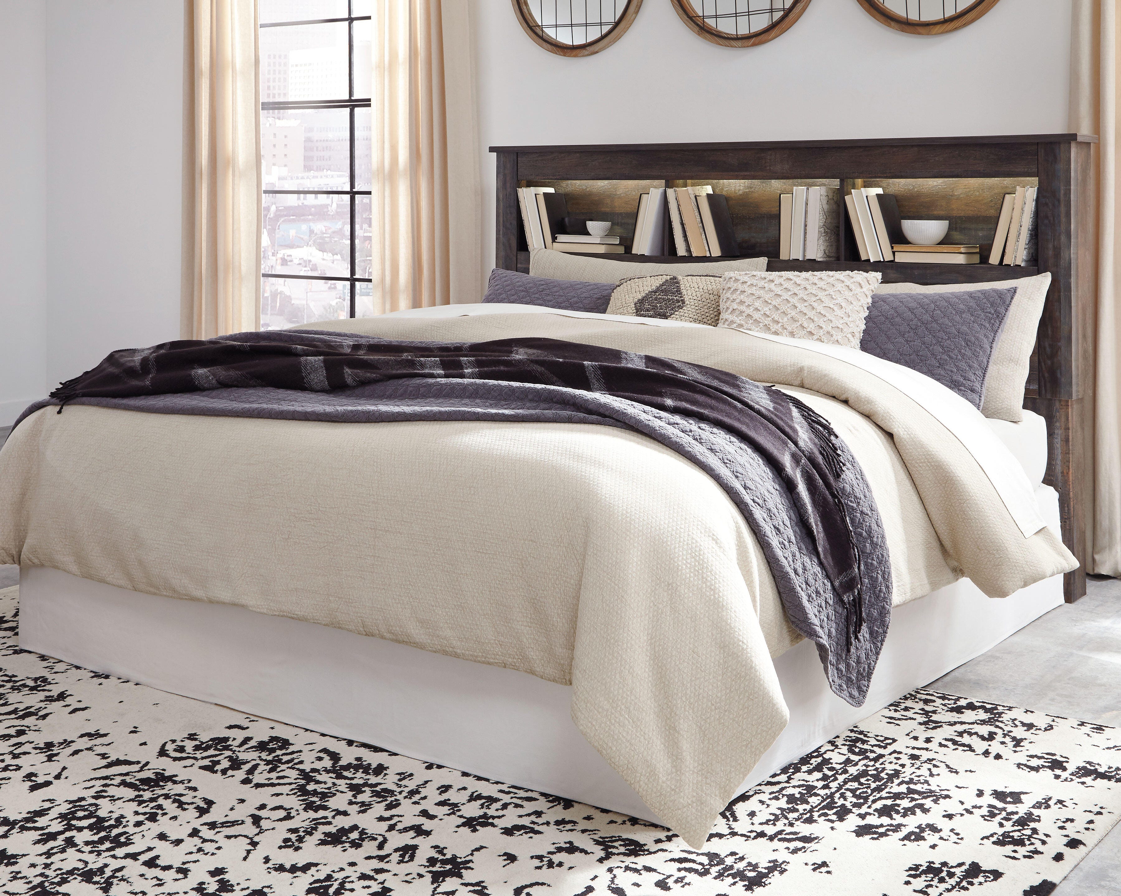 Drystan Bookcase Headboard, Dresser, Mirror and 2 Nightstands