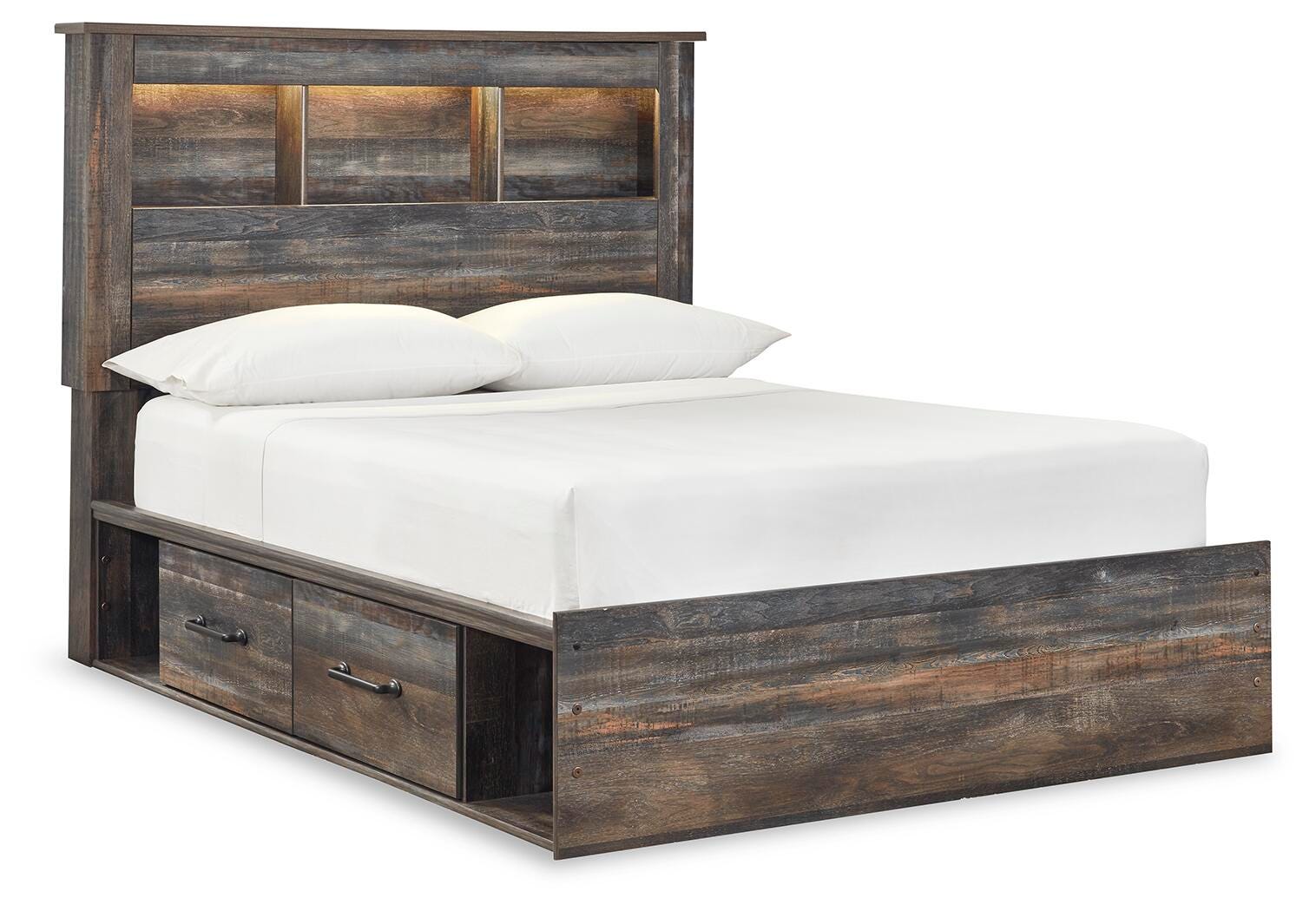 Drystan Bookcase Storage Bed, Dresser, Mirror and 2 Nightstands