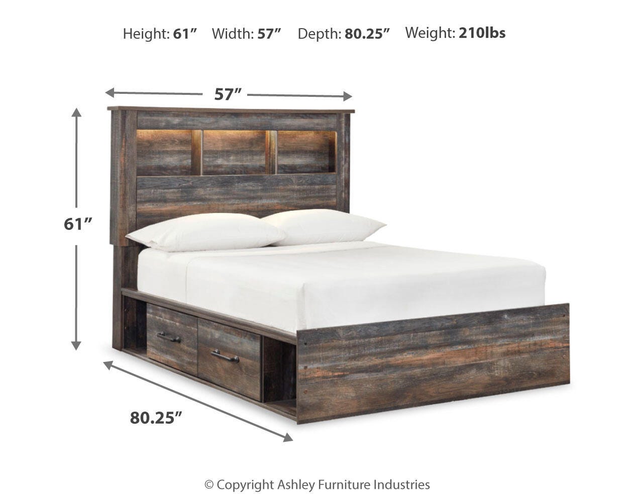 Drystan Bookcase Bed with 2 Storage Drawers