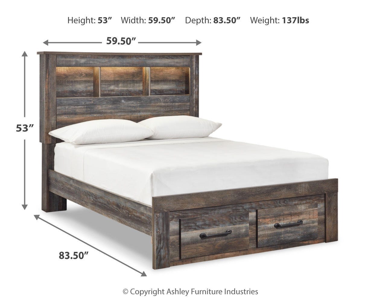 Drystan Bookcase Bed with 2 Storage Drawers
