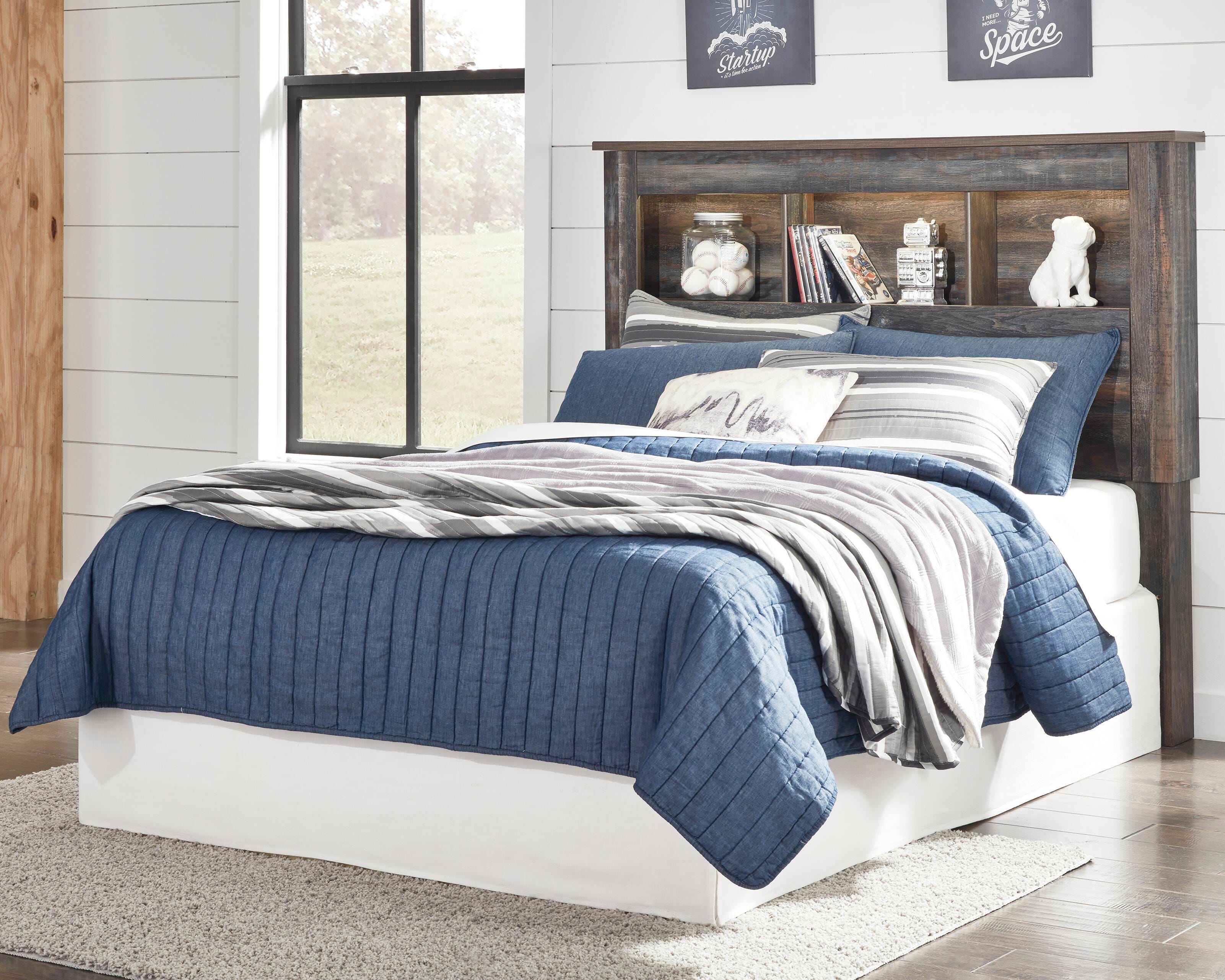 Drystan Bookcase Headboard, Dresser, Mirror and 2 Nightstands