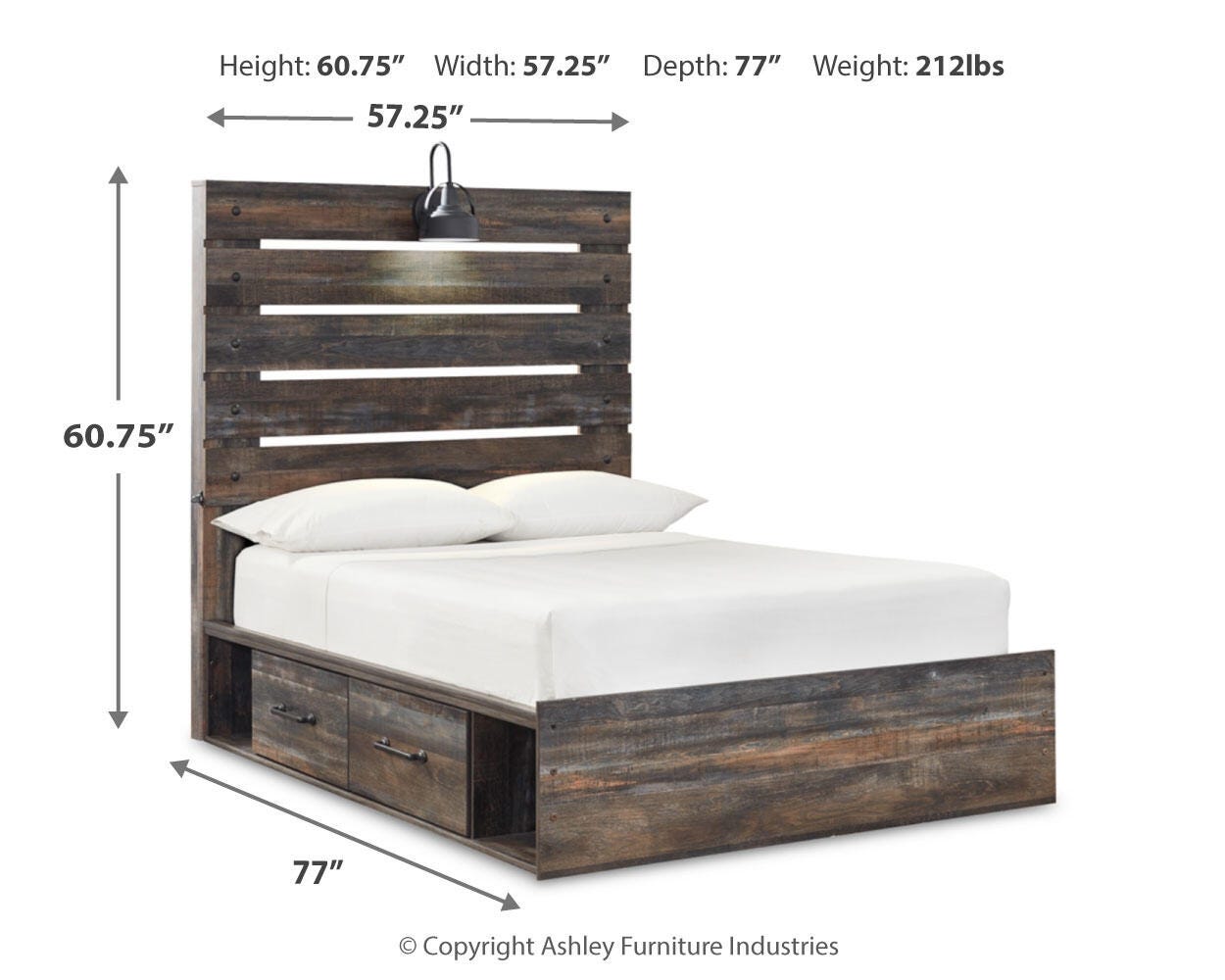 Drystan Panel Bed with 2 Storage Drawers