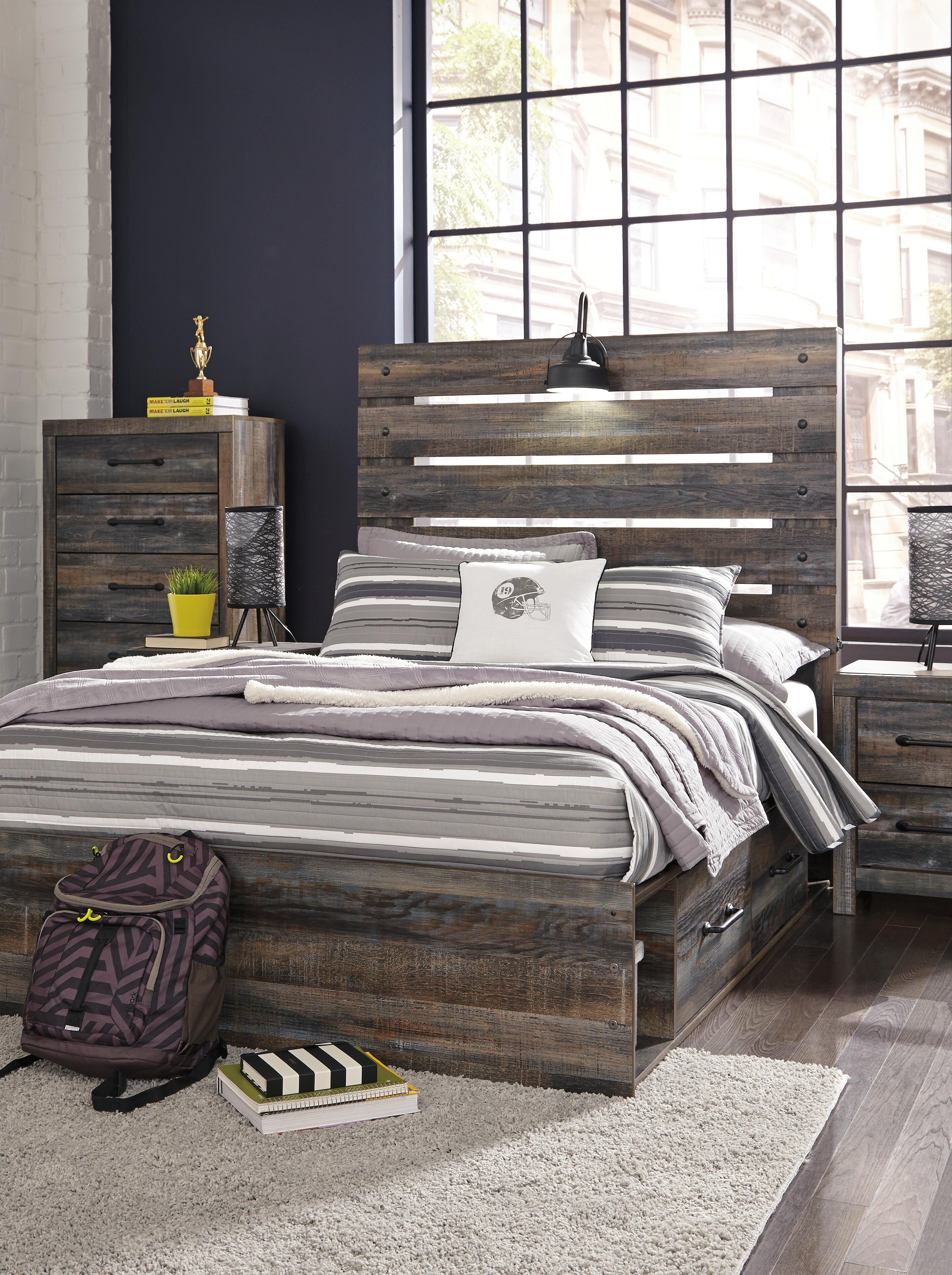 Drystan Panel Bed with 2 Storage Drawers