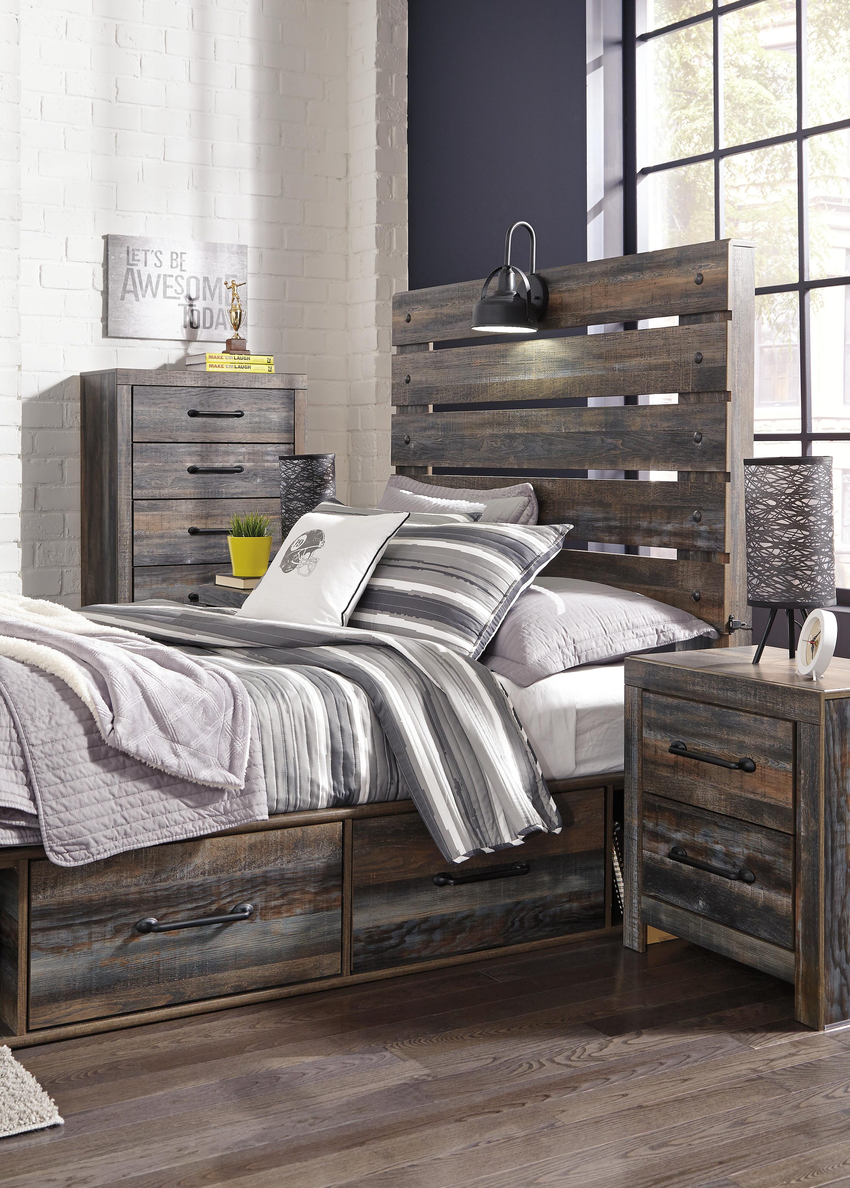 Drystan Panel Bed with 2 Storage Drawers