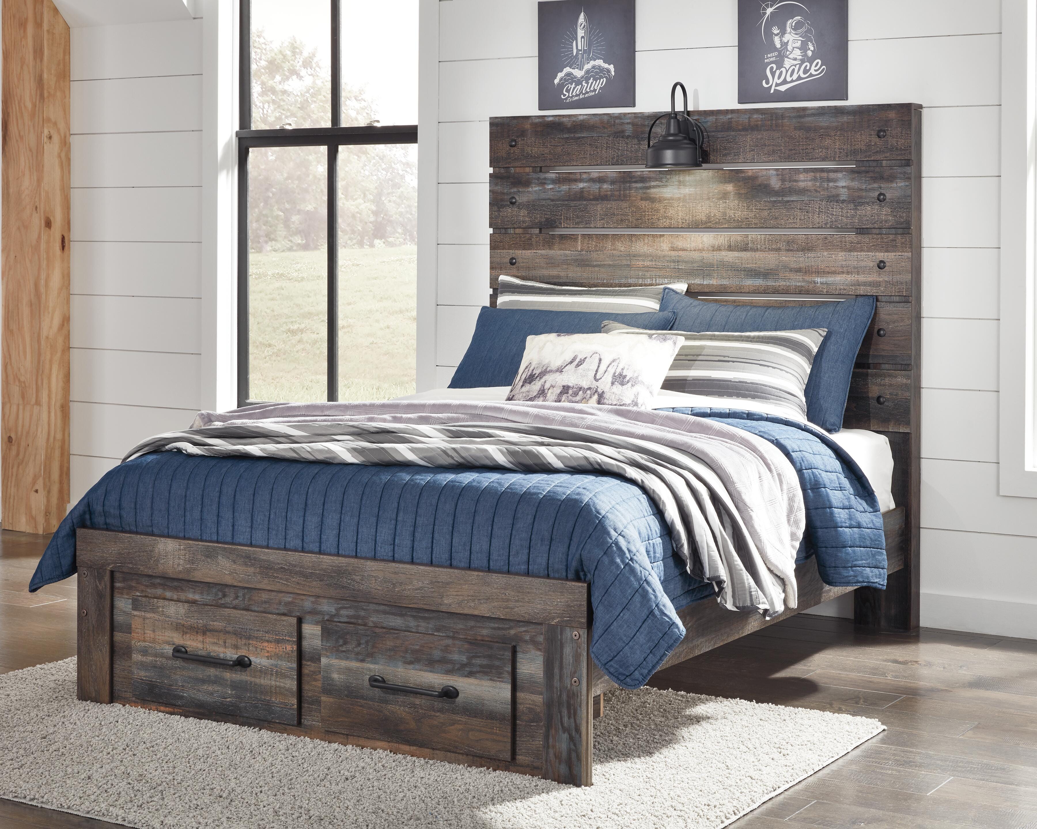 Drystan Panel Storage Bed, Dresser, Mirror and Nightstand