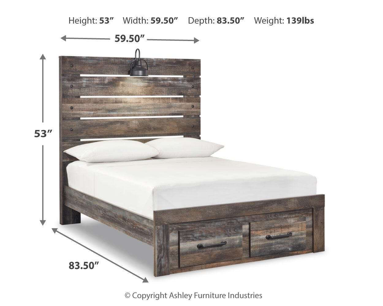 Drystan Panel Bed with 2 Storage Drawers