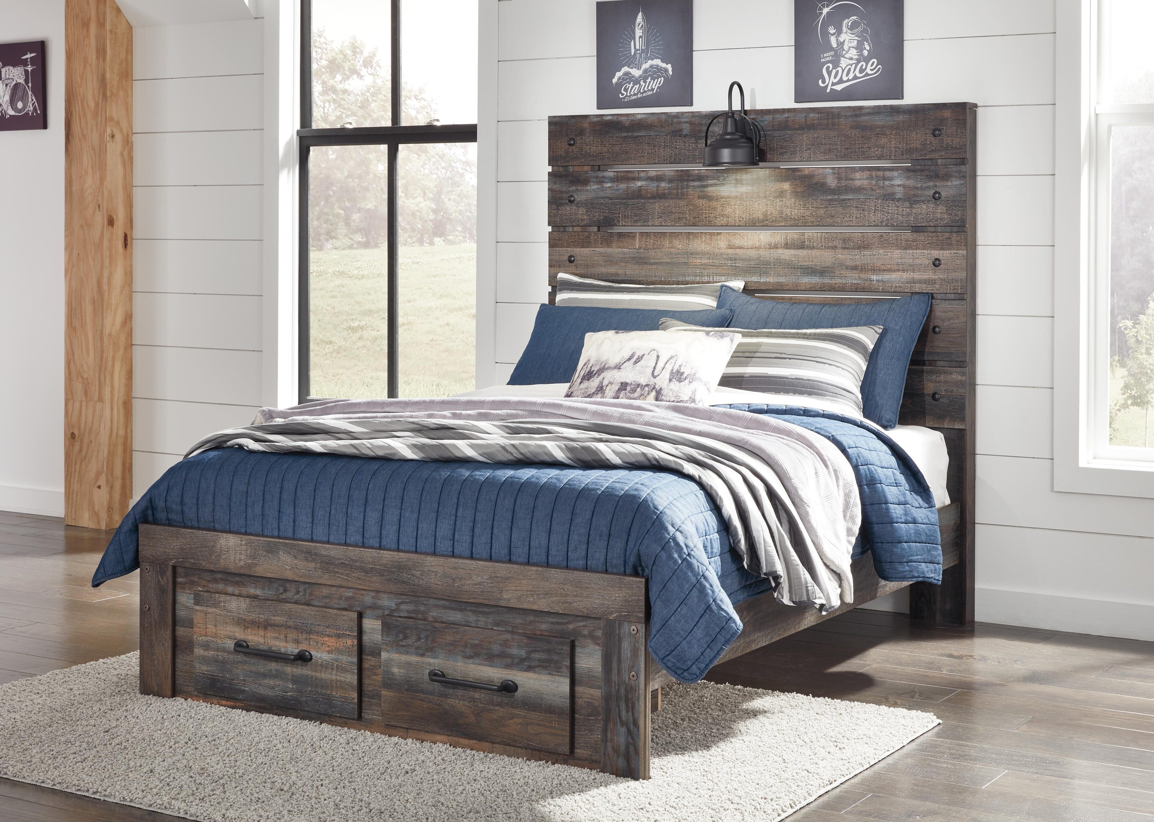Drystan Panel Bed with 2 Storage Drawers