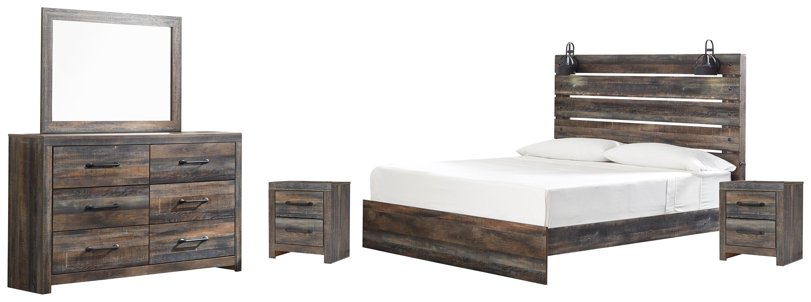 Drystan Panel Bed, Dresser, Mirror and 2 Nightstands