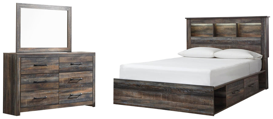 Drystan Bookcase Bed with 2 Storage Drawers with Mirrored Dresser