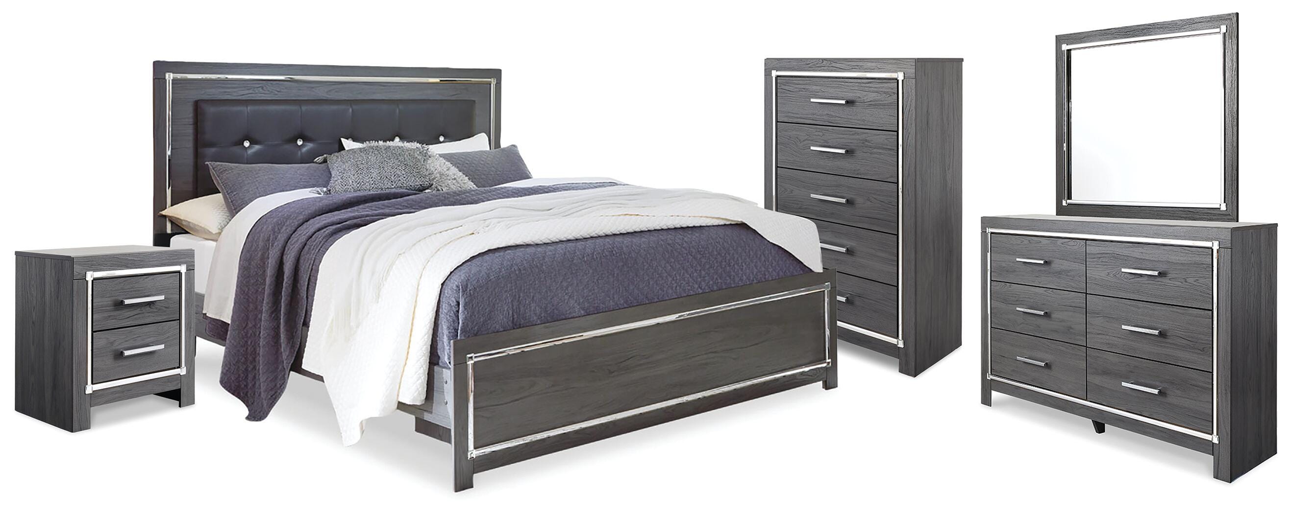 Lodanna Panel Bed, Dresser, Mirror, Chest and Nightstand