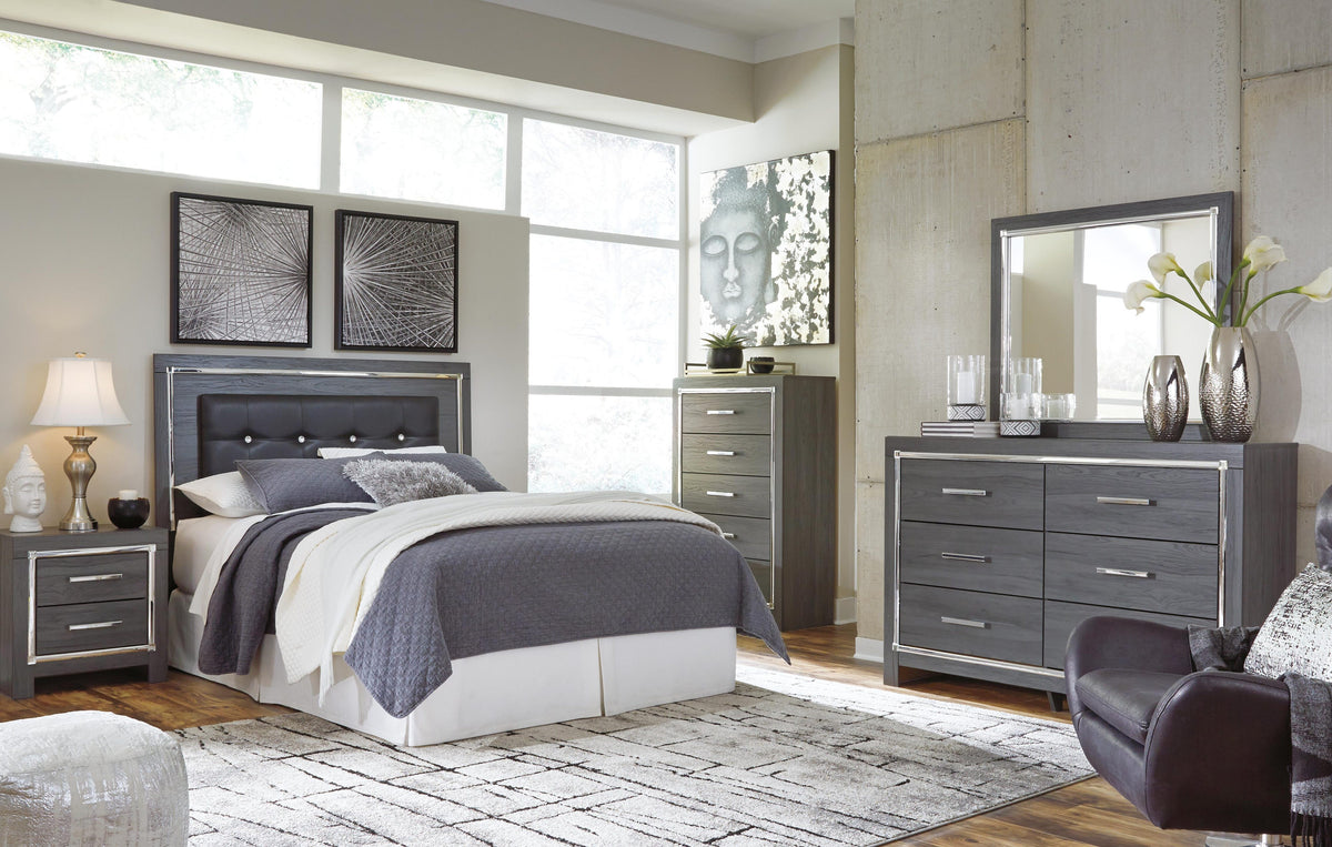 Lodanna Upholstered Panel Headboard with Mirrored Dresser