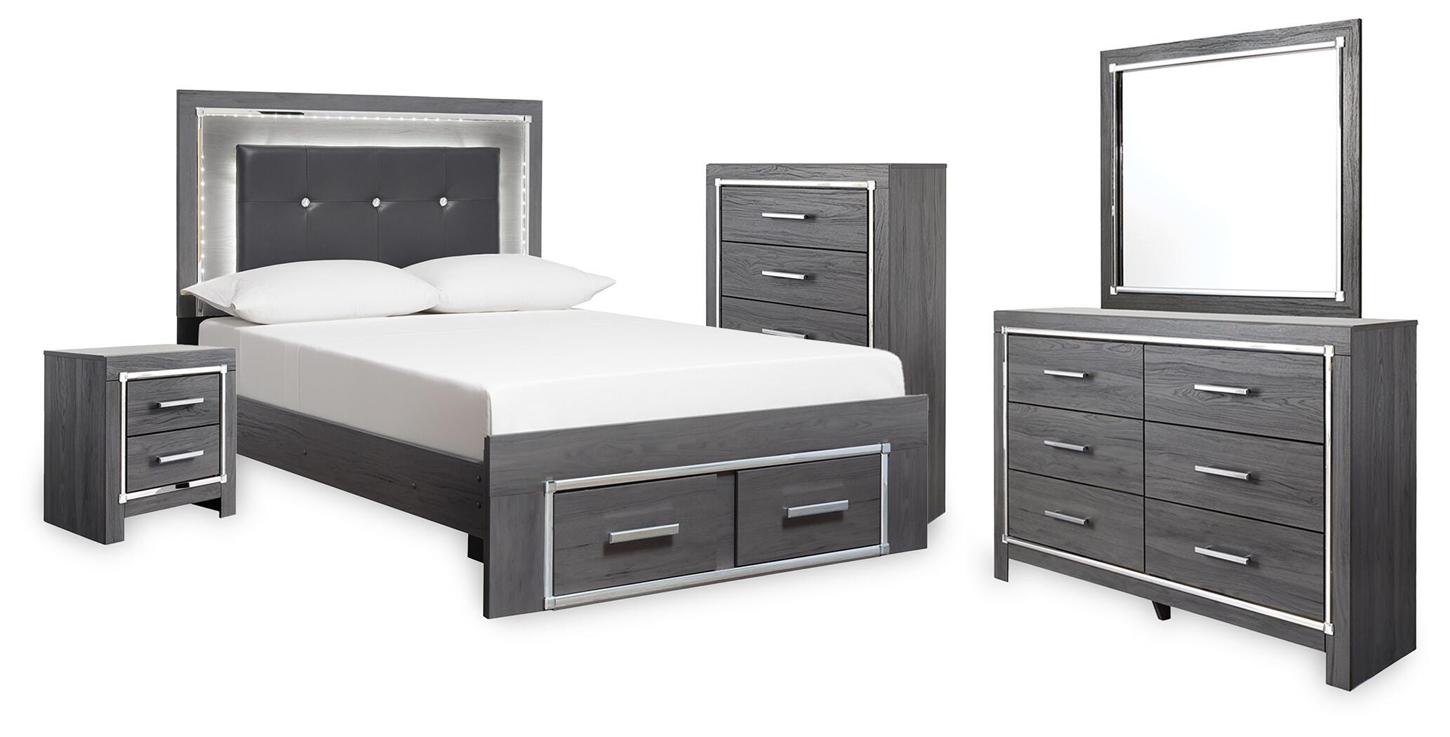 Lodanna Storage Bed, Dresser, Mirror, Chest and Nightstand