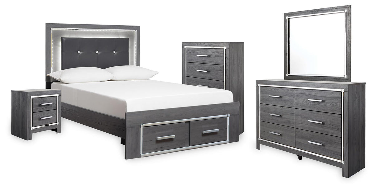 Lodanna Storage Bed, Dresser, Mirror, Chest and Nightstand