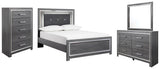 Lodanna Panel Bed with Mirrored Dresser and Chest