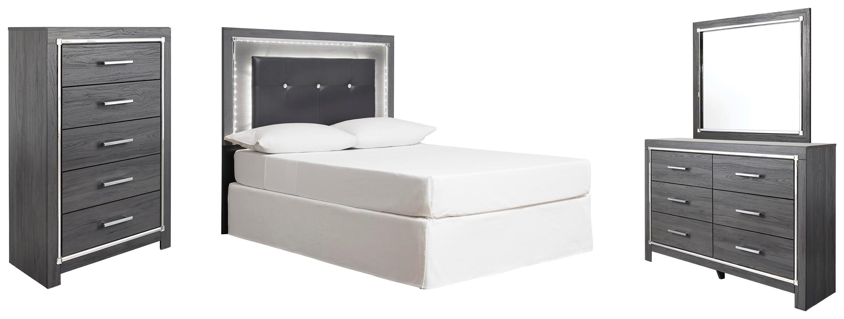 Lodanna Upholstered Panel Headboard with Mirrored Dresser