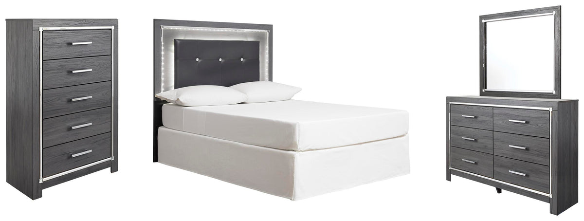 Lodanna Upholstered Panel Headboard with Mirrored Dresser