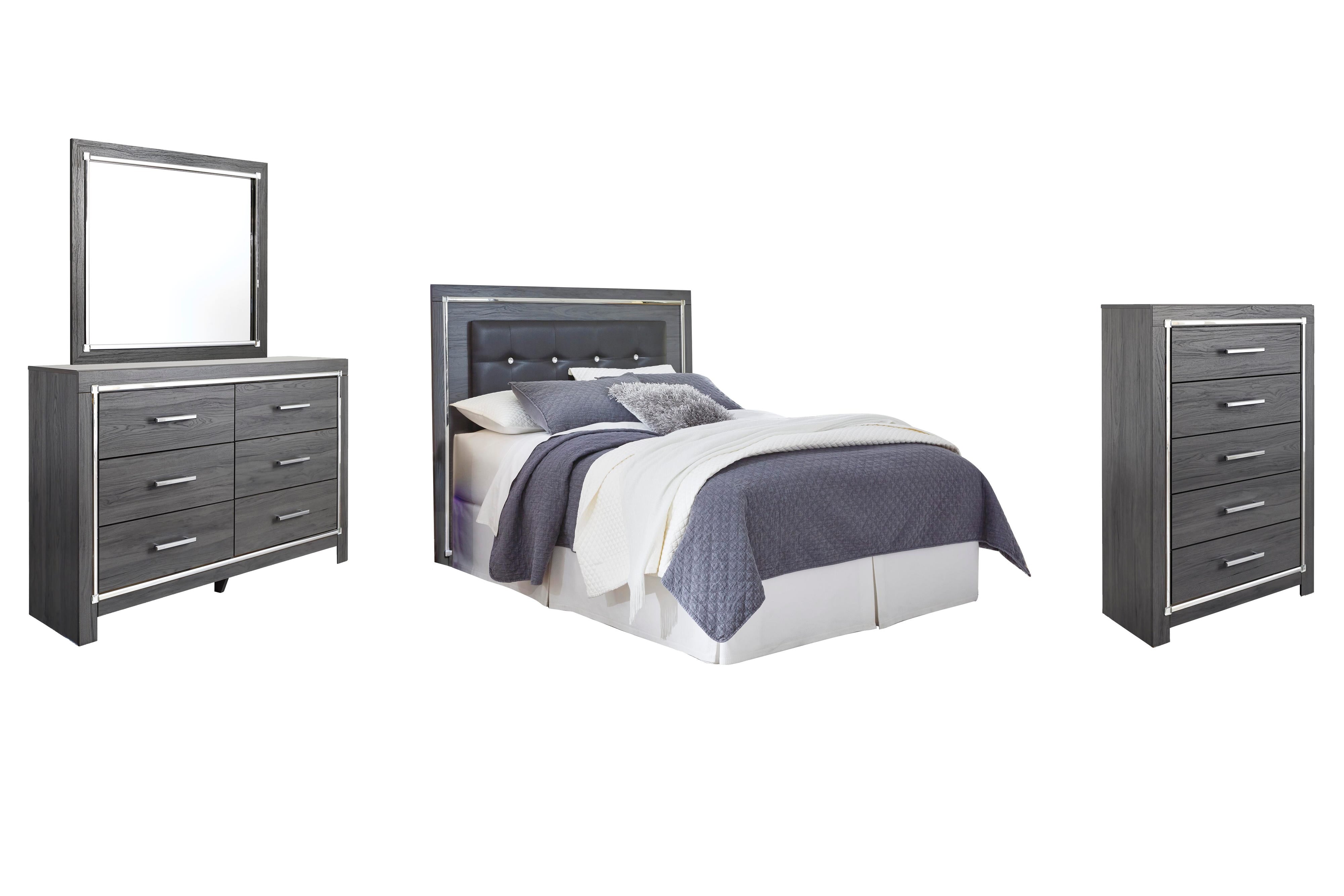 Lodanna Upholstered Panel Headboard with Mirrored Dresser