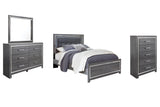 Lodanna Panel Bed with Mirrored Dresser and Chest