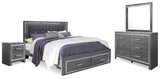Lodanna Panel Bed with Mirrored Dresser and Nightstand