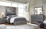 Lodanna Panel Bed with 2 Storage Drawers with Mirrored Dresser and 2 Nightstands