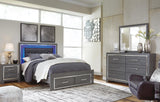 Lodanna Panel Bed with 2 Storage Drawers with Mirrored Dresser
