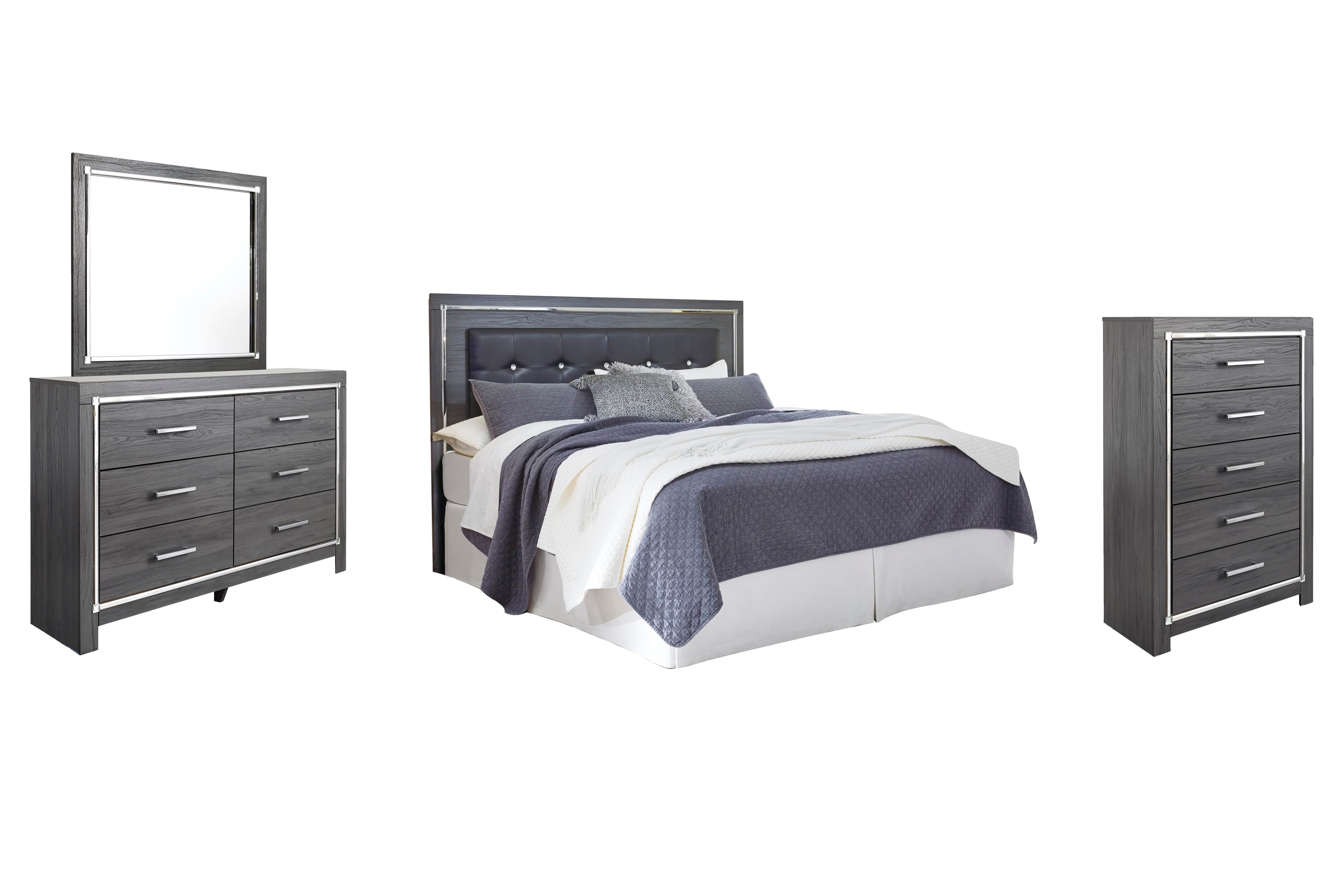Lodanna Upholstered Panel Headboard with Mirrored Dresser