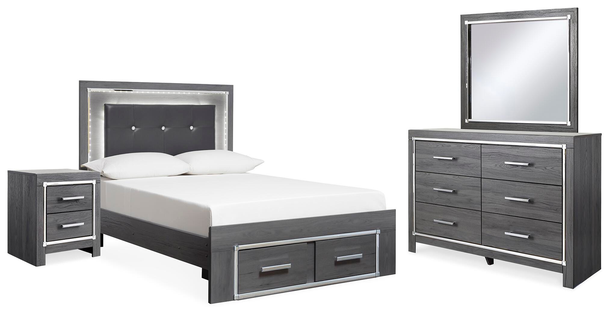 Lodanna Storage Bed, Dresser, Mirror and 2 Nightstands