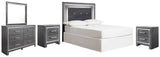 Lodanna Upholstered Panel Headboard with Mirrored Dresser and 2 Nightstands