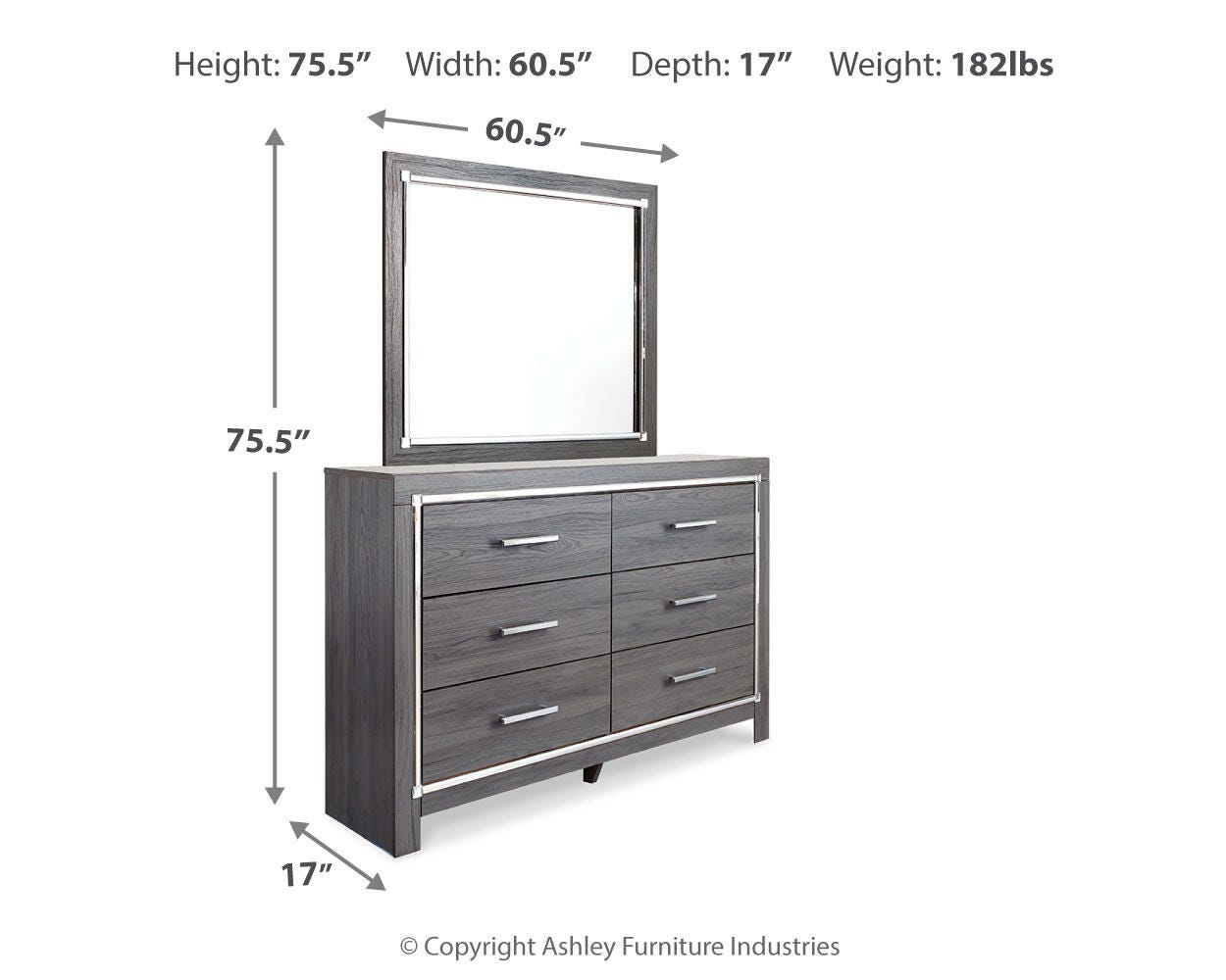 Lodanna Panel Bed with Mirrored Dresser, Chest and 2 Nightstands