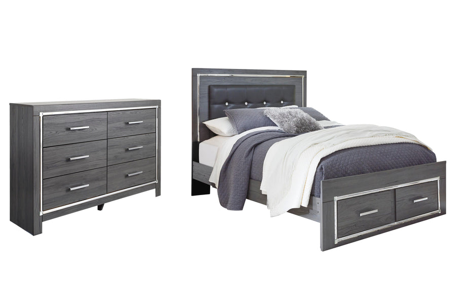 Lodanna Panel Bed with 2 Storage Drawers with Dresser