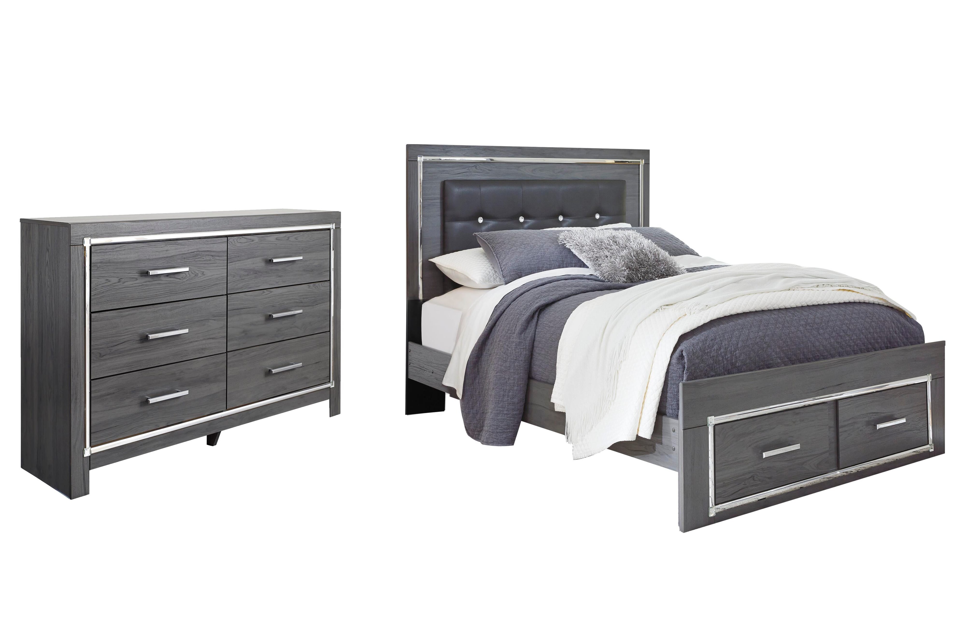 Lodanna Panel Bed with 2 Storage Drawers with Dresser