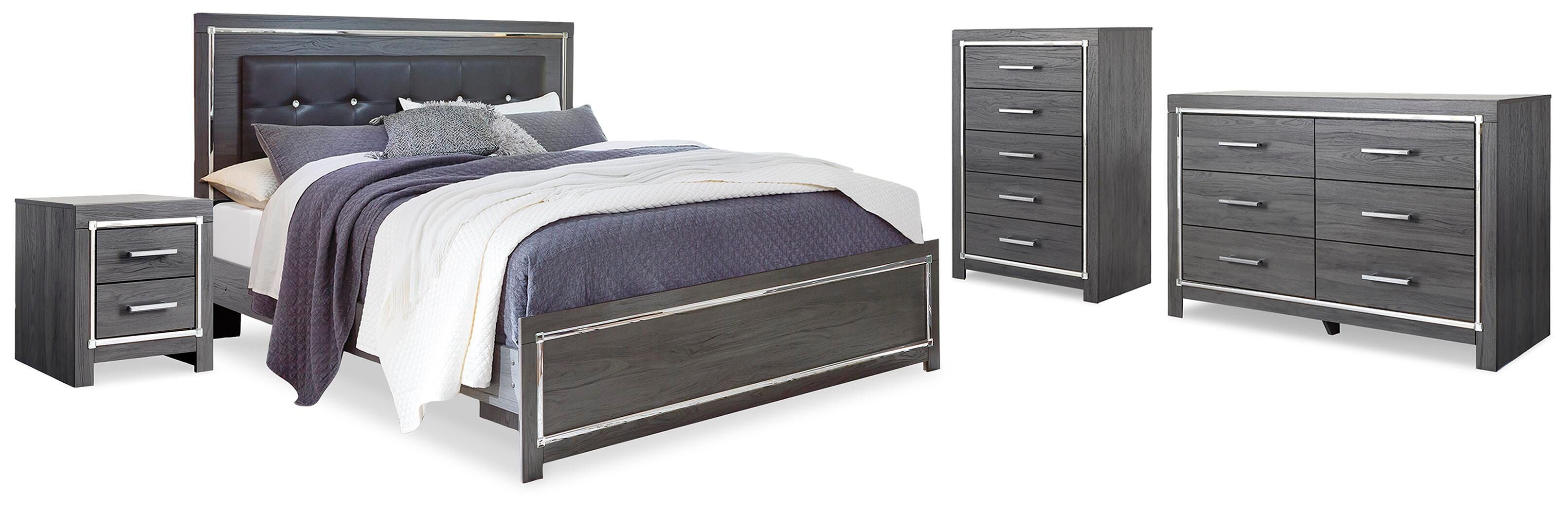 Lodanna Upholstered Panel Bed, Dresser, Chest and 2 Nightstands