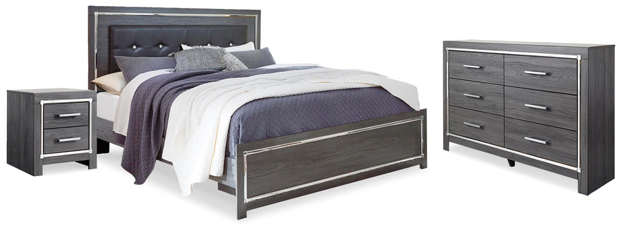 Lodanna Upholstered Panel Bed, Dresser and Nightstand