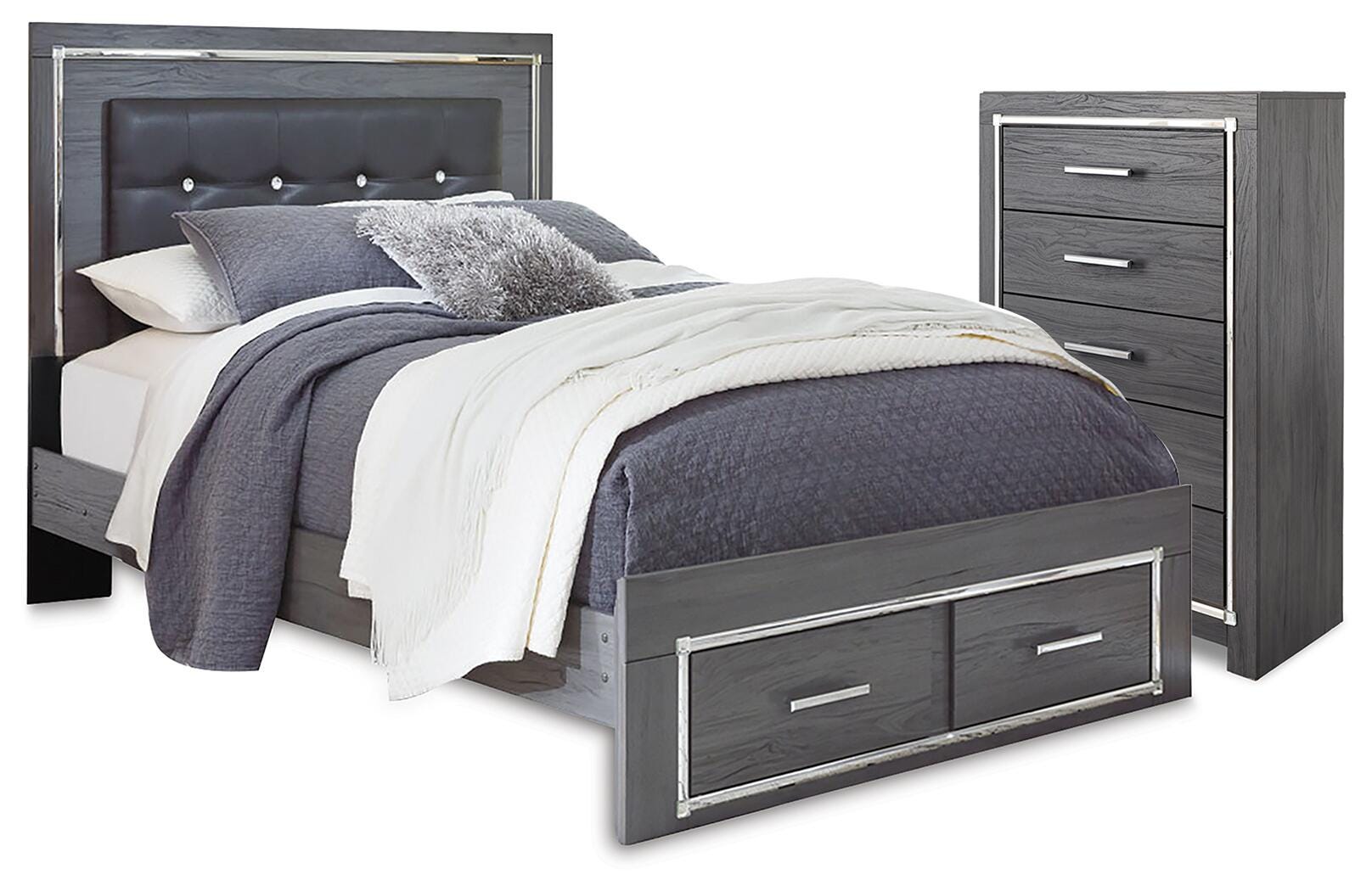 Lodanna Upholstered Panel Storage Bed and Chest