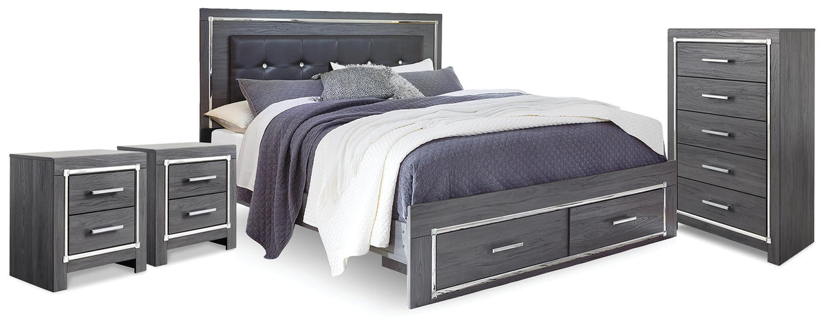 Lodanna Storage Bed, Chest and 2 Nightstands